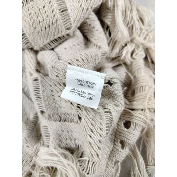 Trina Turk Sweater Dress Womens Small Tan Manzanillo Fringe Hem Minimalist Basic